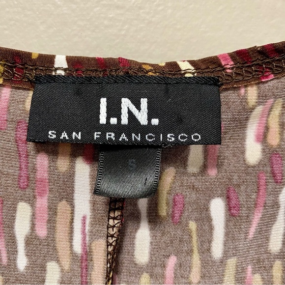 I.N. San Francisco Sz S Brown & Pink Wrap Look Dress 👗 GUC - Picture 5 of 6